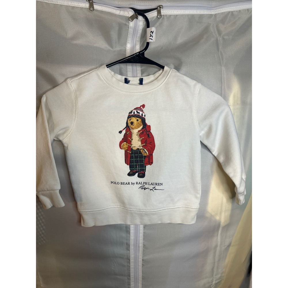 Polo Ralph Lauren Kids Polo Bear White Fleece Sweatshirt Holiday Winter Coat